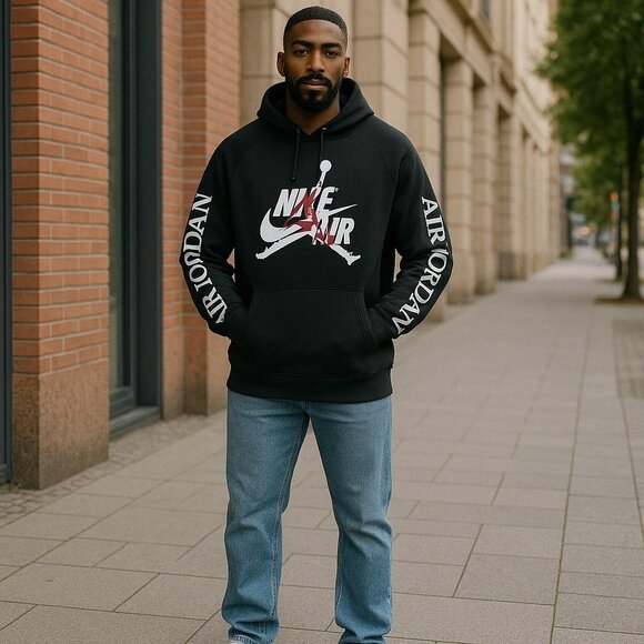 Nike‎ Air Jordan Jumpman Retro Casual Sports Hoodie Black Men's XXL - Picture 1 of 8